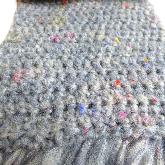 Gray & Blue Alpaca Wool Scarf Warm Soft 90"x6.5" Handmade Crochet Hand Knit NWT - Picture 9 of 12